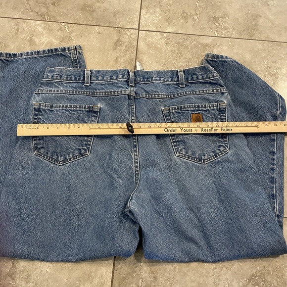 Carhartt Jeans Medium Wash Blue Denim Relaxed Fit 5 Pocket Men’s 42 x 30 - Picture 7 of 8